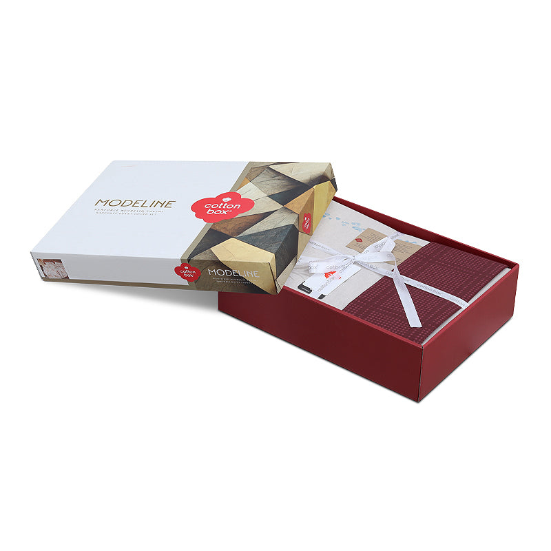 Σετ παπλωματοθήκη Flos Cotton Box 3 τμχ Μονή (160x220) χρώμα μπορντώ - Hippiehome.gr