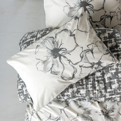 Σετ παπλωματοθήκη Hilaris Cotton Box 4 τμχ Διπλή (200x220) χρώμα ανθρακί - Hippiehome.gr