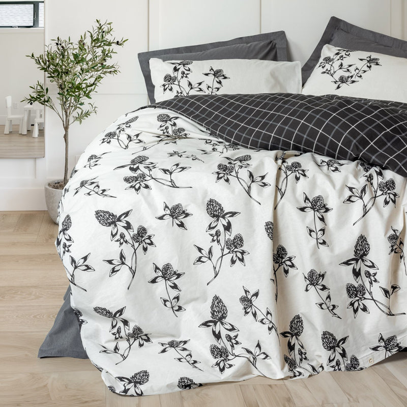 Σετ παπλωματοθήκη Ohia Cotton Box 4 τμχ Διπλή (200x220) χρώμα ανθρακί - Hippiehome.gr