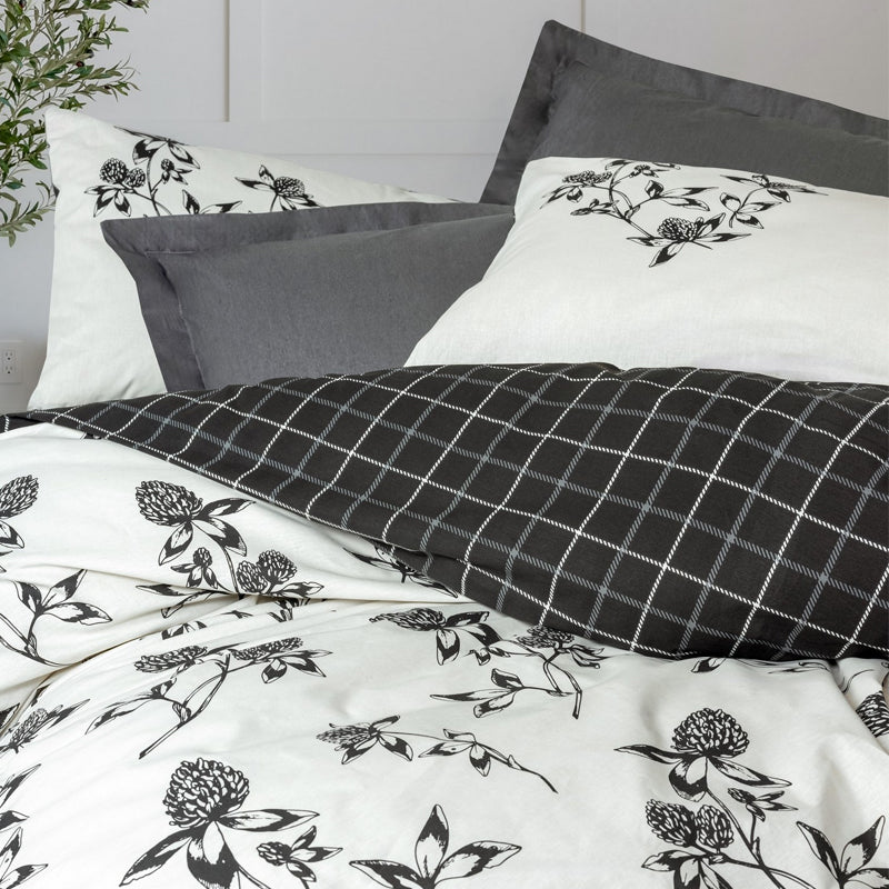 Σετ παπλωματοθήκη Ohia Cotton Box 4 τμχ Διπλή (200x220) χρώμα ανθρακί - Hippiehome.gr