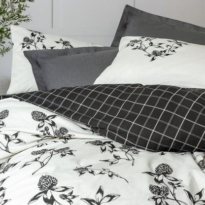 Σετ παπλωματοθήκη Ohia Cotton Box 4 τμχ Διπλή (200x220) χρώμα ανθρακί - Hippiehome.gr