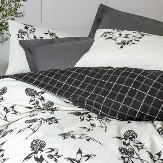 Σετ παπλωματοθήκη Ohia Cotton Box 4 τμχ Διπλή (200x220) χρώμα ανθρακί - Hippiehome.gr