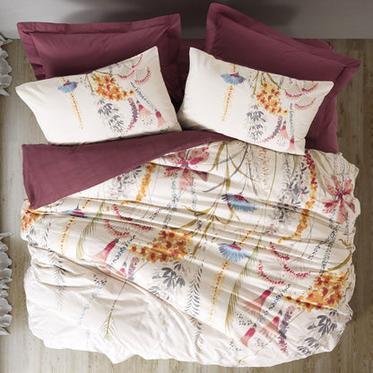 Σετ παπλωματοθήκη Flos Cotton Box 4 τμχ Διπλή (200x220) χρώμα μπορντώ - Hippiehome.gr