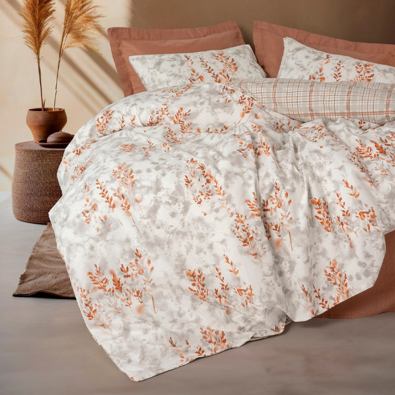 Σετ παπλωματοθήκη Lamina Cotton Box 4 τμχ Διπλή (200x220) χρώμα cinnamon - Hippiehome.gr