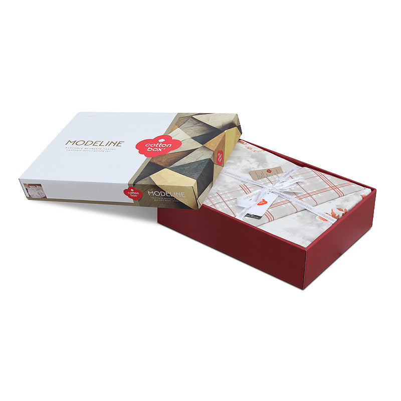 Σετ παπλωματοθήκη Lamina Cotton Box 4 τμχ Διπλή (200x220) χρώμα cinnamon - Hippiehome.gr