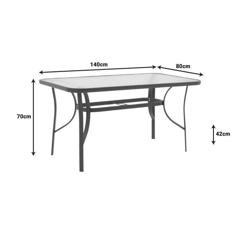 Τραπέζι Ensure pakoworld μέταλλο καφέ-γυαλί 140x80x70εκ - Hippiehome.gr