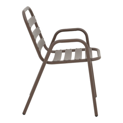Πολυθρόνα Sussie pakoworld στοιβαζόμενη καφέ μέταλλο με φέτες αλουμινίου 45x62x76εκ - Hippiehome.gr