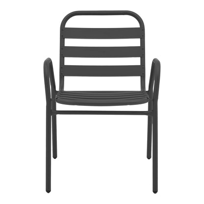 Πολυθρόνα Sussie pakoworld στοιβαζόμενη ανθρακί μέταλλο με φέτες αλουμινίου 45x62x76εκ - Hippiehome.gr