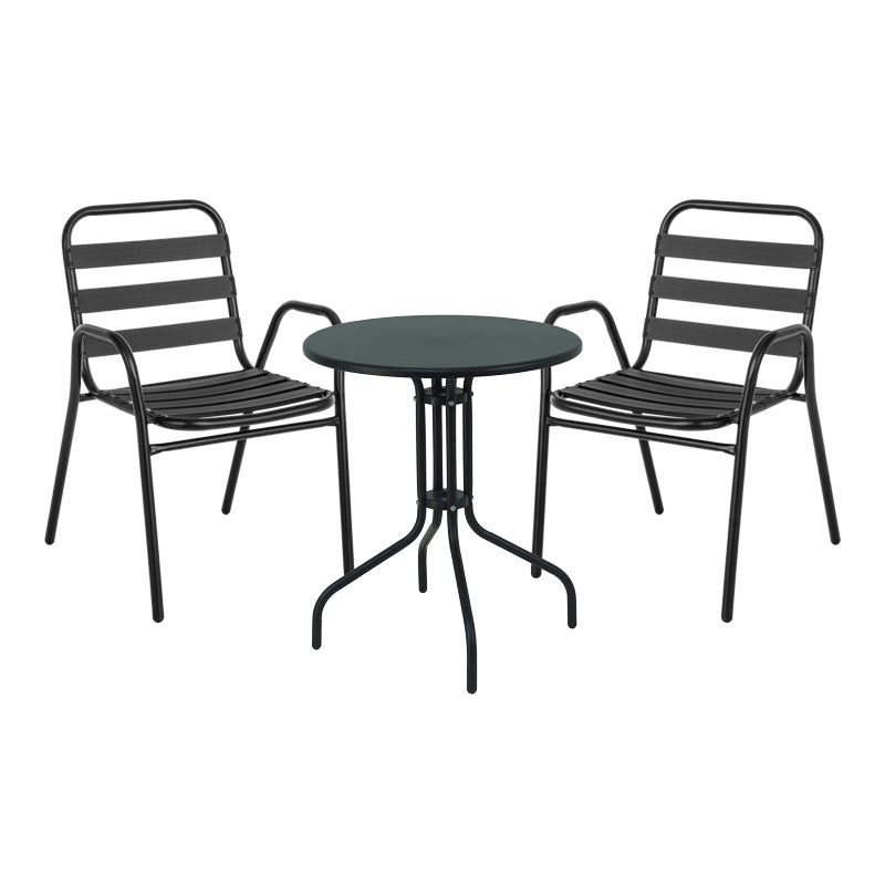 Τραπεζαρία Vergo-Sussie pakoworld 3τεμ μαύρο μέταλλο Φ60x70εκ - Hippiehome.gr