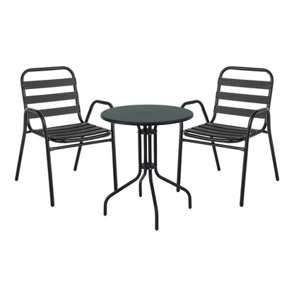 Τραπεζαρία Vergo-Sussie pakoworld 3τεμ μαύρο μέταλλο Φ60x70εκ - Hippiehome.gr