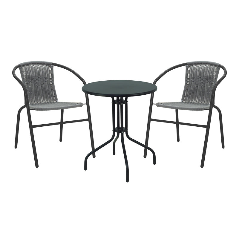 Τραπεζαρία Vergo-Obbi pakoworld 3τεμ μαύρο μέταλλο Φ60x70εκ - Hippiehome.gr