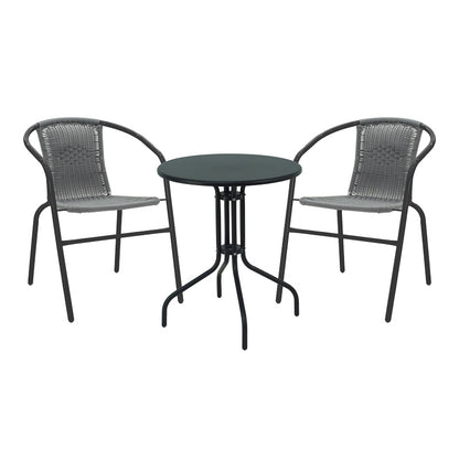 Τραπεζαρία Vergo-Obbi pakoworld 3τεμ μαύρο μέταλλο Φ60x70εκ - Hippiehome.gr