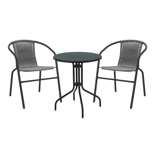 Τραπεζαρία Vergo-Obbi pakoworld 3τεμ μαύρο μέταλλο Φ60x70εκ - Hippiehome.gr