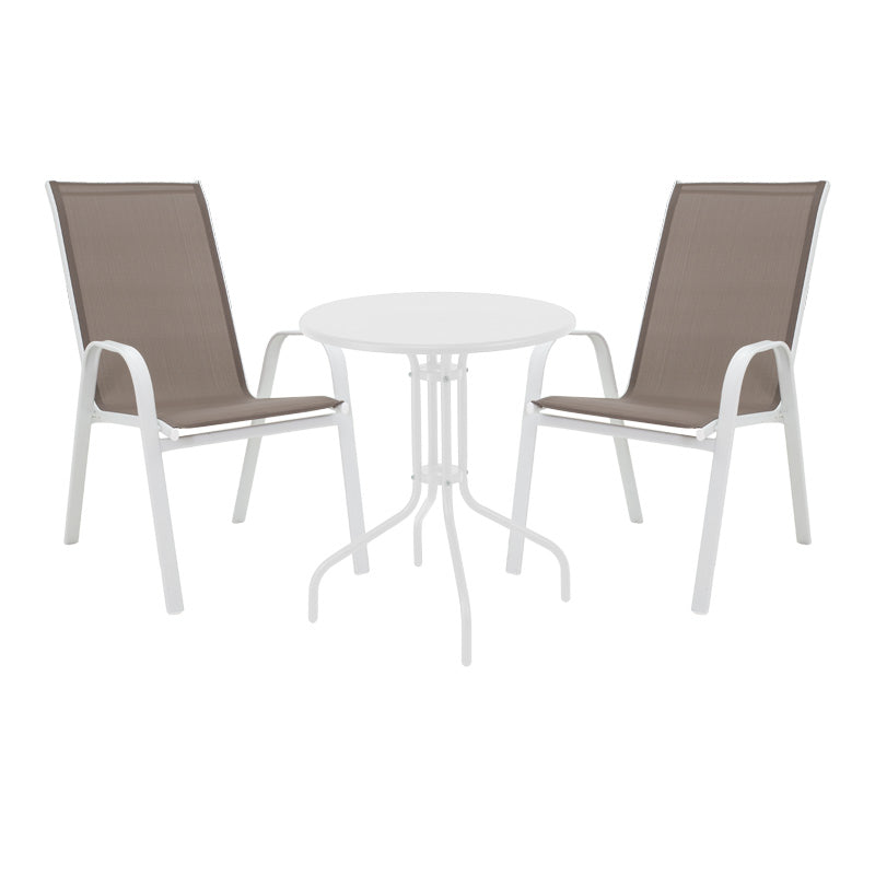 Τραπεζαρία Vergo-Calan pakoworld 3τεμ λευκό μέταλλο Φ60x70εκ - Hippiehome.gr