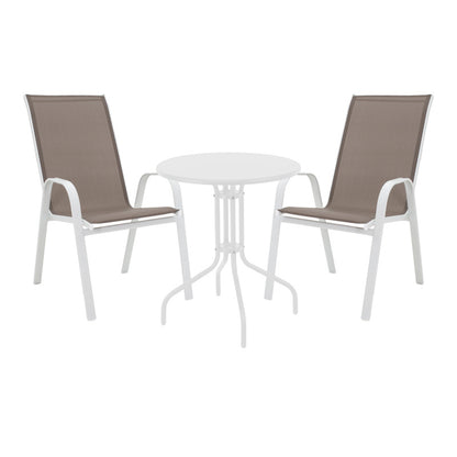 Τραπεζαρία Vergo-Calan pakoworld 3τεμ λευκό μέταλλο Φ60x70εκ - Hippiehome.gr