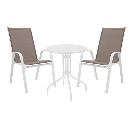 Τραπεζαρία Vergo-Calan pakoworld 3τεμ λευκό μέταλλο Φ60x70εκ - Hippiehome.gr