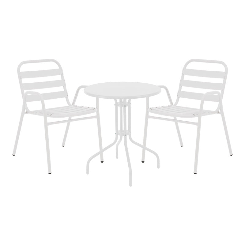 Τραπεζαρία Vergo-Sussie pakoworld σετ 3τεμ λευκό μέταλλο Φ60x70εκ - Hippiehome.gr