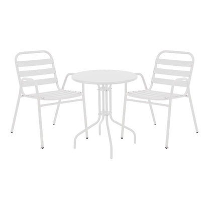 Τραπεζαρία Vergo-Sussie pakoworld σετ 3τεμ λευκό μέταλλο Φ60x70εκ - Hippiehome.gr