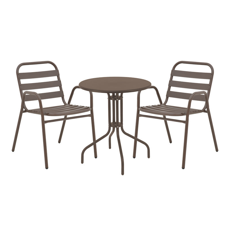 Τραπεζαρία Vergo-Sussie pakoworld σετ 3 τεμ καφέ μέταλλο Φ60x70εκ - Hippiehome.gr