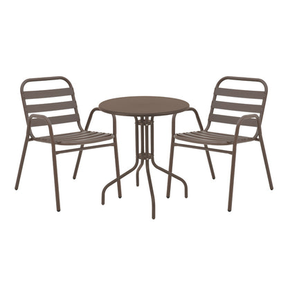 Τραπεζαρία Vergo-Sussie pakoworld σετ 3 τεμ καφέ μέταλλο Φ60x70εκ - Hippiehome.gr