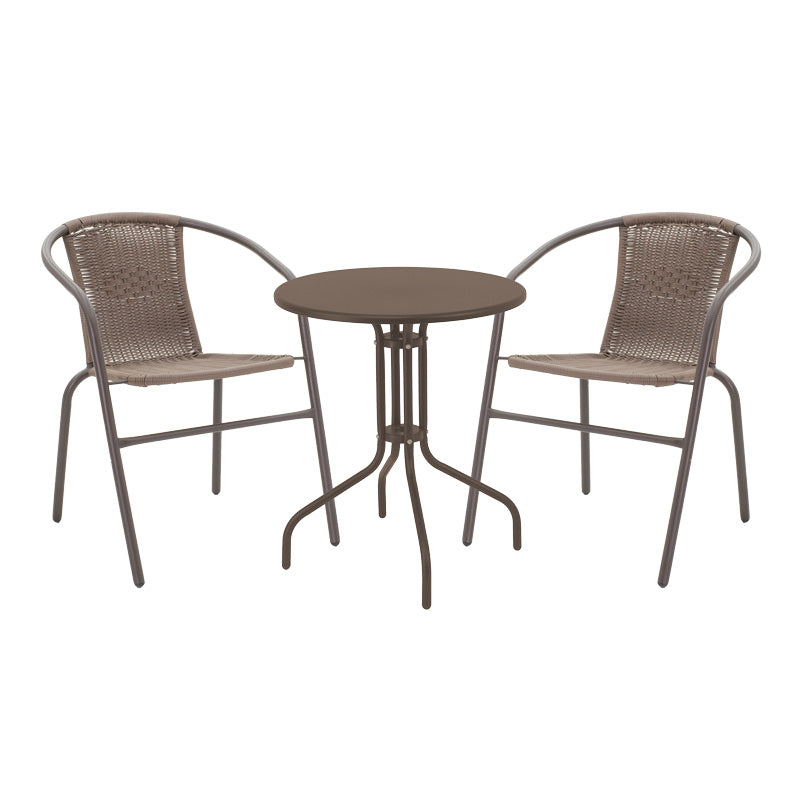 Τραπεζαρία Vergo-Obbi pakoworld 3τεμ καφέ μέταλλο Φ60x70εκ - Hippiehome.gr