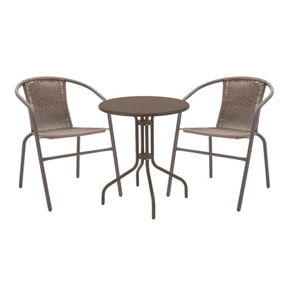 Τραπεζαρία Vergo-Obbi pakoworld 3τεμ καφέ μέταλλο Φ60x70εκ - Hippiehome.gr