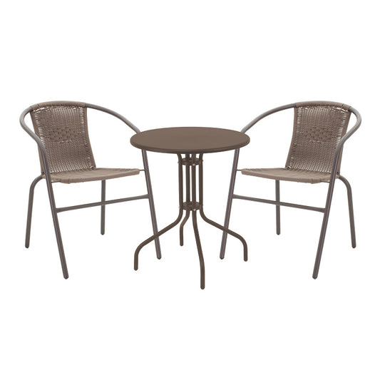 Τραπεζαρία Vergo-Obbi pakoworld 3τεμ καφέ μέταλλο Φ60x70εκ - Hippiehome.gr