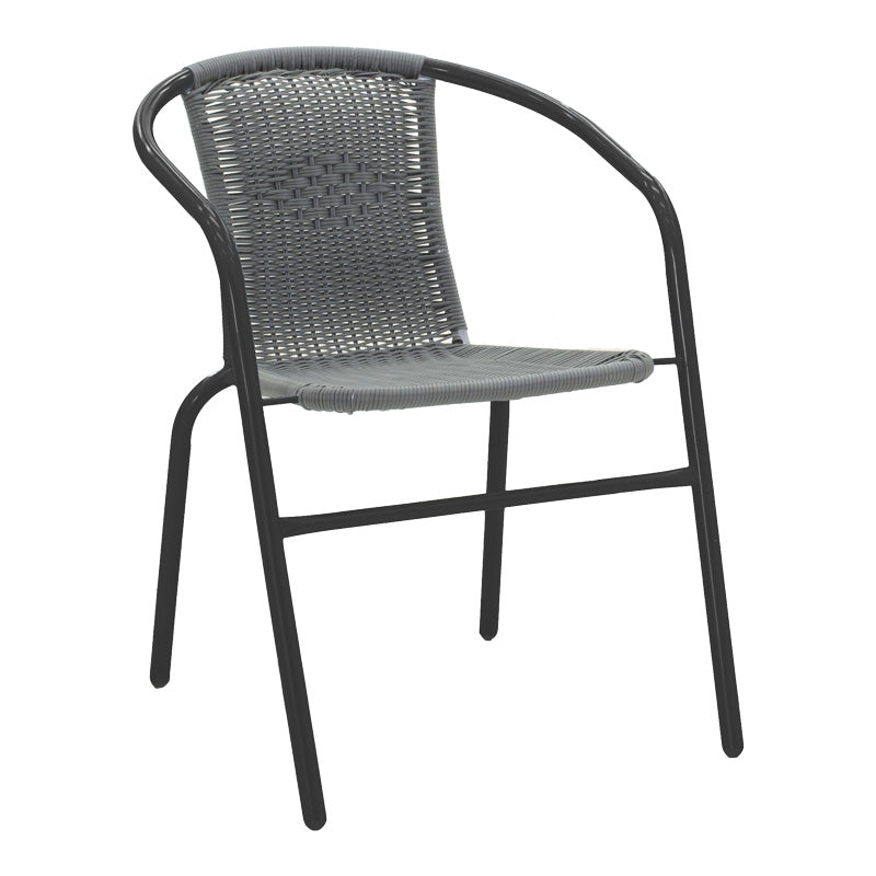 Τραπεζαρία Valor-Obbi pakoworld σετ 5τεμ μέταλλο μαύρο-γυαλί-pe γκρι 110x60x70εκ - Hippiehome.gr