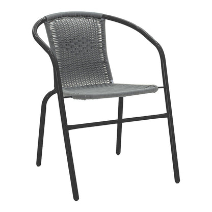 Τραπεζαρία Valor-Obbi pakoworld σετ 5τεμ μέταλλο μαύρο-γυαλί-pe γκρι 110x60x70εκ - Hippiehome.gr