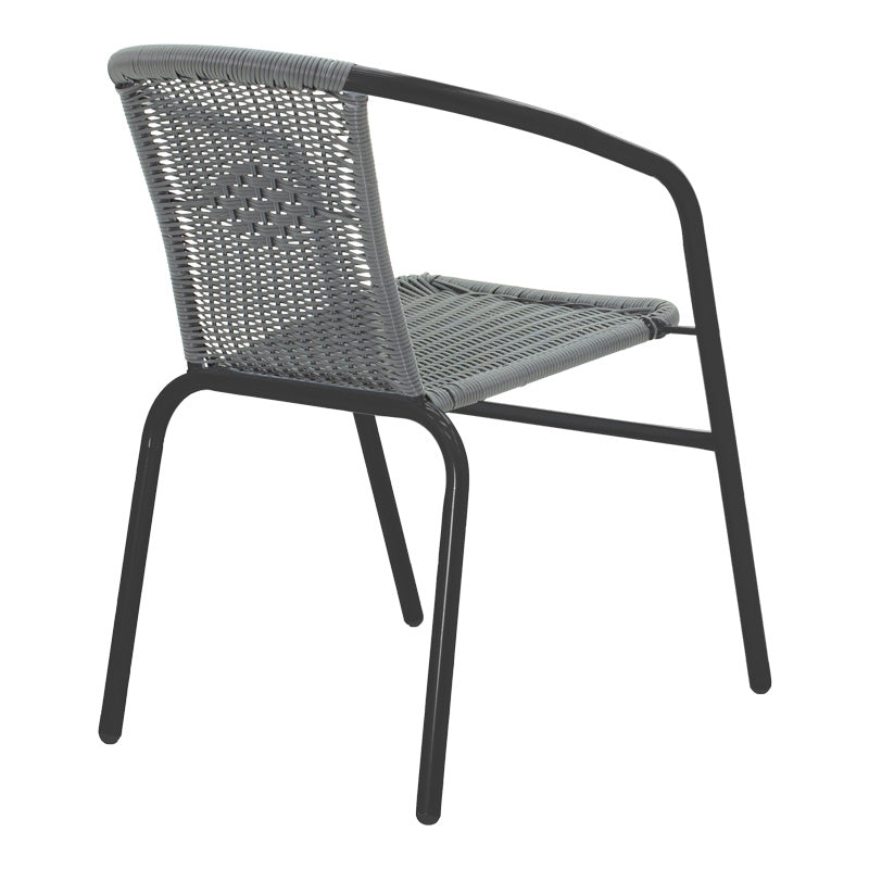 Τραπεζαρία Valor-Obbi pakoworld σετ 5τεμ μέταλλο μαύρο-γυαλί-pe γκρι 110x60x70εκ - Hippiehome.gr