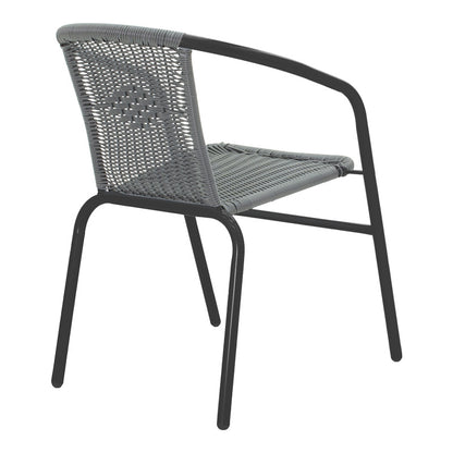 Τραπεζαρία Valor-Obbi pakoworld σετ 5τεμ μέταλλο μαύρο-γυαλί-pe γκρι 110x60x70εκ - Hippiehome.gr