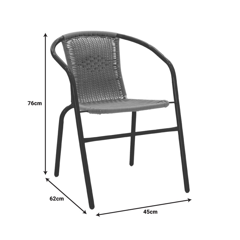 Τραπεζαρία Valor-Obbi pakoworld σετ 5τεμ μέταλλο μαύρο-γυαλί-pe γκρι 110x60x70εκ - Hippiehome.gr