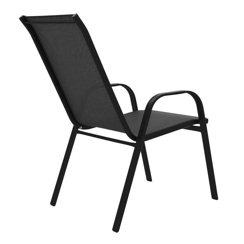 Τραπεζαρία Valor-Calan pakoworld σετ 5τεμ μέταλλο μαύρο-γυαλί-textilene μαύρο 110x60x70εκ - Hippiehome.gr