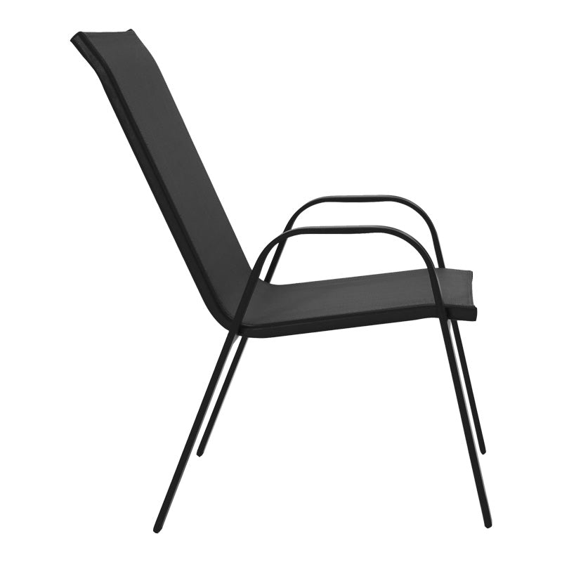 Τραπεζαρία Valor-Calan pakoworld σετ 5τεμ μέταλλο μαύρο-γυαλί-textilene μαύρο 110x60x70εκ - Hippiehome.gr