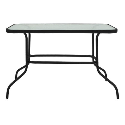 Τραπεζαρία Valor-Calan pakoworld σετ 5τεμ μέταλλο μαύρο-γυαλί-textilene μαύρο 110x60x70εκ - Hippiehome.gr