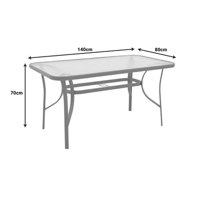 Τραπεζαρία Tade-Ensure pakoworld 5τεμ μέταλλο-γυαλί σε σαμπανιζέ απόχρωση 140x80x70εκ - Hippiehome.gr