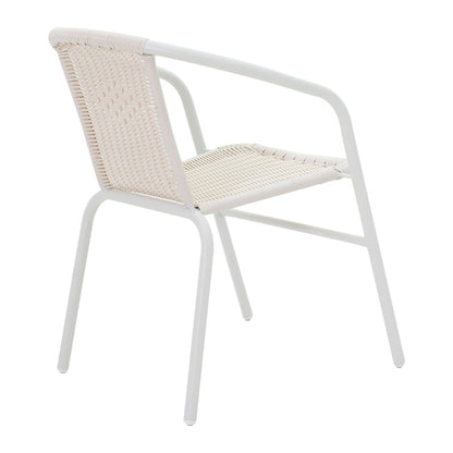 Τραπεζαρία Obbi-Ensure pakoworld 5τεμ μέταλλο-γυαλί σε λευκή απόχρωση 120x70x70εκ - Hippiehome.gr