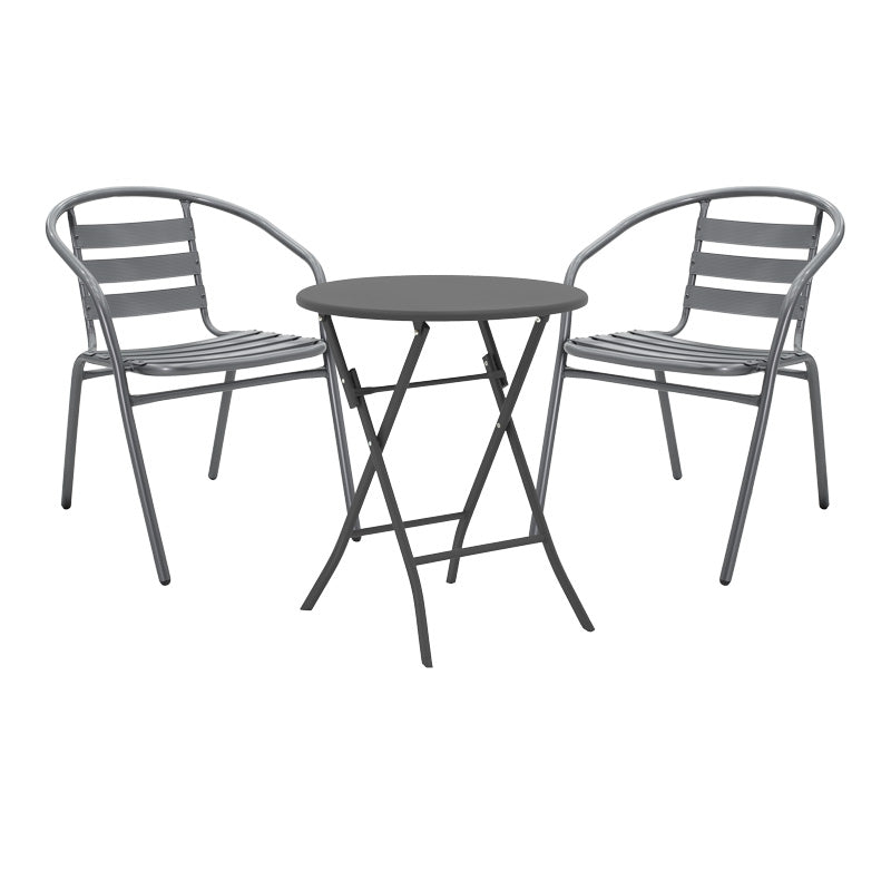 Τραπεζαρία Albero-Tade pakoworld 3τεμ πτυσσόμενο μέταλλο σε ανθρακί απόχρωση Φ60x70εκ - Hippiehome.gr