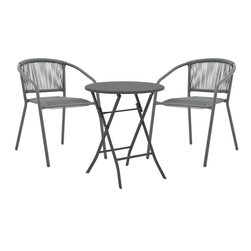Τραπεζαρία Albero-Lindaria pakoworld 3τεμ πτυσσόμενο μέταλλο σε ανθρακί απόχρωση Φ60x70εκ - Hippiehome.gr