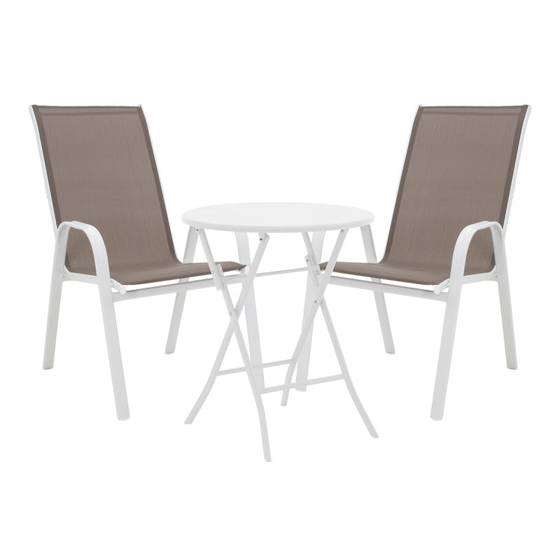 Τραπεζαρία Albero-Calan pakoworld 3τεμ μέταλλο σε λευκή απόχρωση Φ60x70εκ - Hippiehome.gr