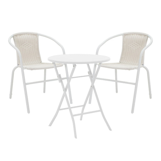 Τραπεζαρία Albero-Obbi pakoworld 3τεμ μέταλλο σε λευκή απόχρωση Φ60x70εκ - Hippiehome.gr