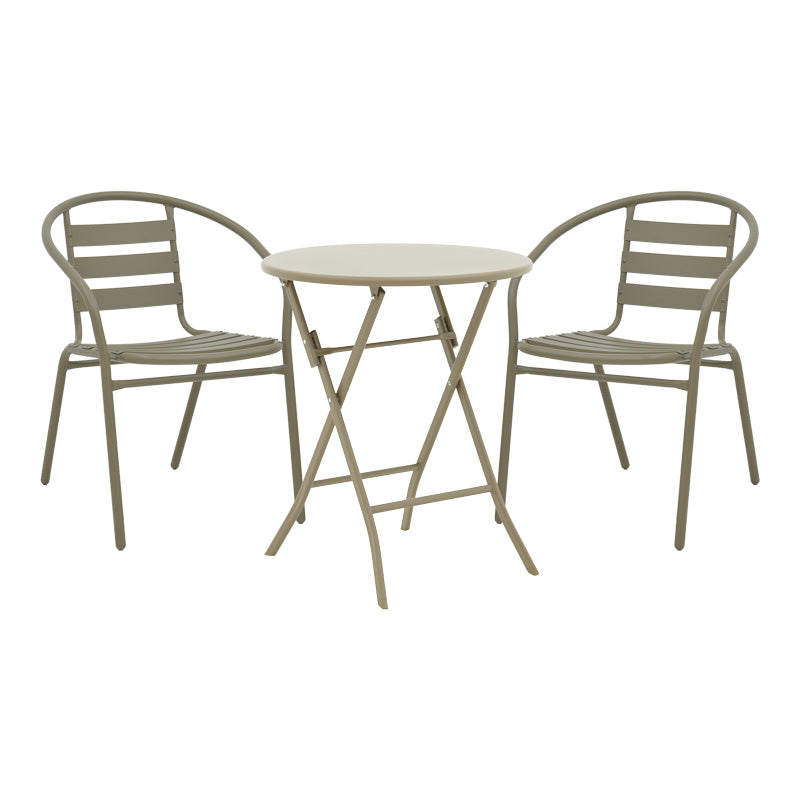 Τραπεζαρία Albero-Tade pakoworld 3τεμ μέταλλο σε σαμπανιζέ απόχρωση Φ60x70εκ - Hippiehome.gr