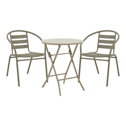 Τραπεζαρία Albero-Tade pakoworld 3τεμ μέταλλο σε σαμπανιζέ απόχρωση Φ60x70εκ - Hippiehome.gr