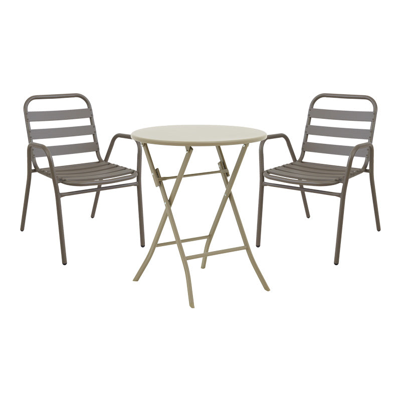 Τραπεζαρία Albero-Sussie pakoworld 3τεμ μέταλλο σε σαμπανιζέ απόχρωση Φ60x70εκ - Hippiehome.gr