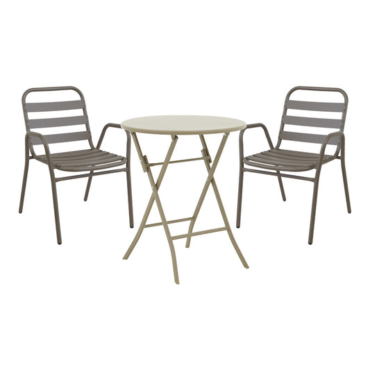 Τραπεζαρία Albero-Sussie pakoworld 3τεμ μέταλλο σε σαμπανιζέ απόχρωση Φ60x70εκ - Hippiehome.gr