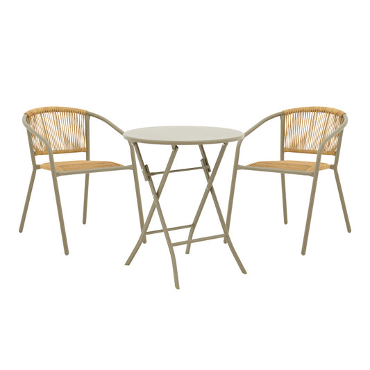 Τραπεζαρία Albero-Lindaria pakoworld 3τεμ μέταλλο σε σαμπανιζε απόχρωση Φ60x70εκ - Hippiehome.gr