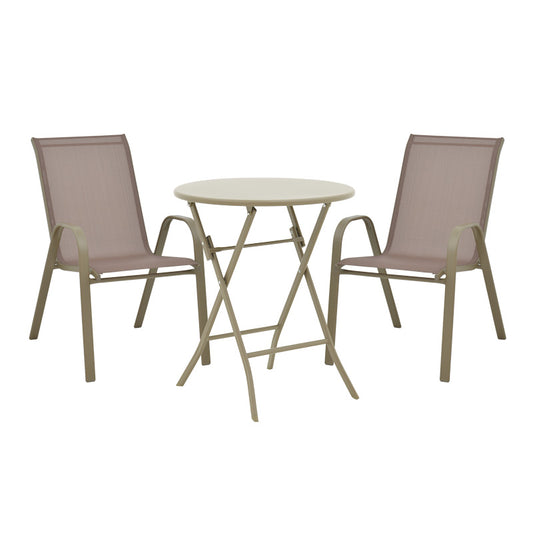 Τραπεζαρία Albero-Calan pakoworld 3τεμ μέταλλο σε σαμπανιζέ απόχρωση Φ60x70εκ - Hippiehome.gr