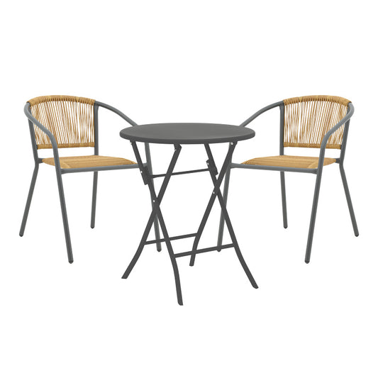 Τραπεζαρία Albero-Lindaria pakoworld πτυσσόμενη σετ 3τεμ μέταλλο σε ανθρακί απόχρωση - Hippiehome.gr
