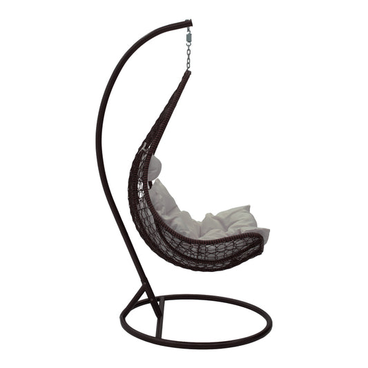 Κούνια Soleil pakoworld κρεμαστή μέταλλο καφέ-pp καφέ-μαξιλάρι μπεζ 103x83x200εκ - Hippiehome.gr