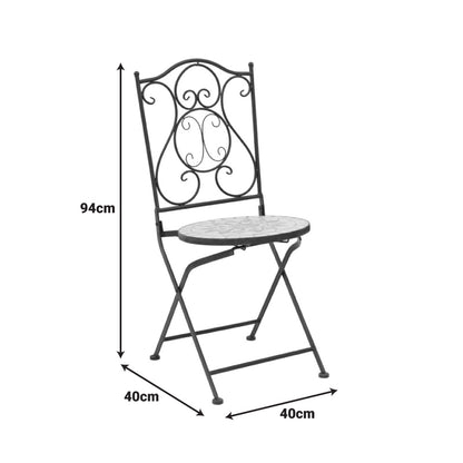 Τραπεζαρία Sellis pakoworld σετ 3τεμ μωσαικό-μέταλλο μαύρο - Hippiehome.gr